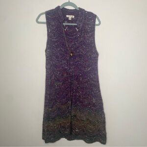 Coldwater Creek Sleeveless Wool Blend Long Crochet Cardigan Sweater M
